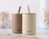 Детски Силиконови Чаши Със Сламка 180 Мл 2 Бр. Beige 04255 2 Kiokids