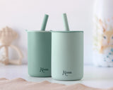 Kiokids 03804 3 menta színű, 180 ml-es, szívószálas szilikon pohár gyermekeknek, 2 db
