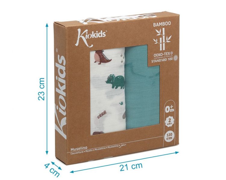 Муселинови Пелени 120х120 См Bamboo 2 Бр. Green 03973 6 Kiokids