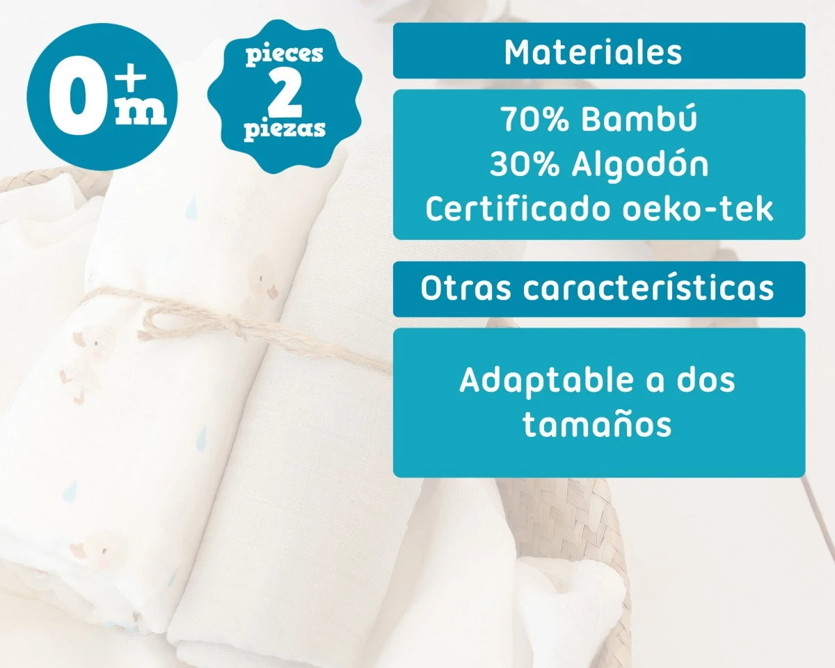 Муселинови Пелени 120х120 См Bamboo 2 Бр. Патета 03769 5 Kiokids