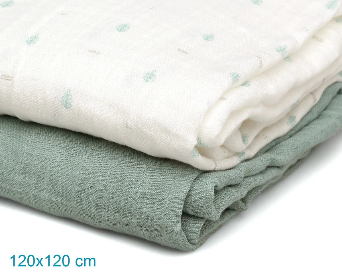 Муселинови Пелени 120х120 См Bamboo 2 Бр. Sage 05245 2 Kiokids