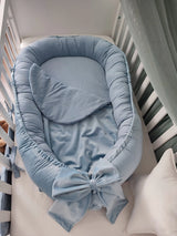 Двустранно Бебешко Гнездо От Памучен Велур Baby Blue Koell