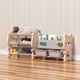 Комбиниран Пластмасов Скрин За Съхранение На Играчки И Книги Розово Мече Feelkids