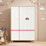 Комплект Детска Стая Cherry С Комбинирано Легло 90x200 См, Бюро, Скрин, Шкаф И Трикрилен Гардероб, Бяло, Розово И Натурално Дърво Ginger Home