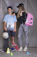 Комплект Раница + Каска + Скейтборд Funbeе Розов/ Сив --- BebeMama