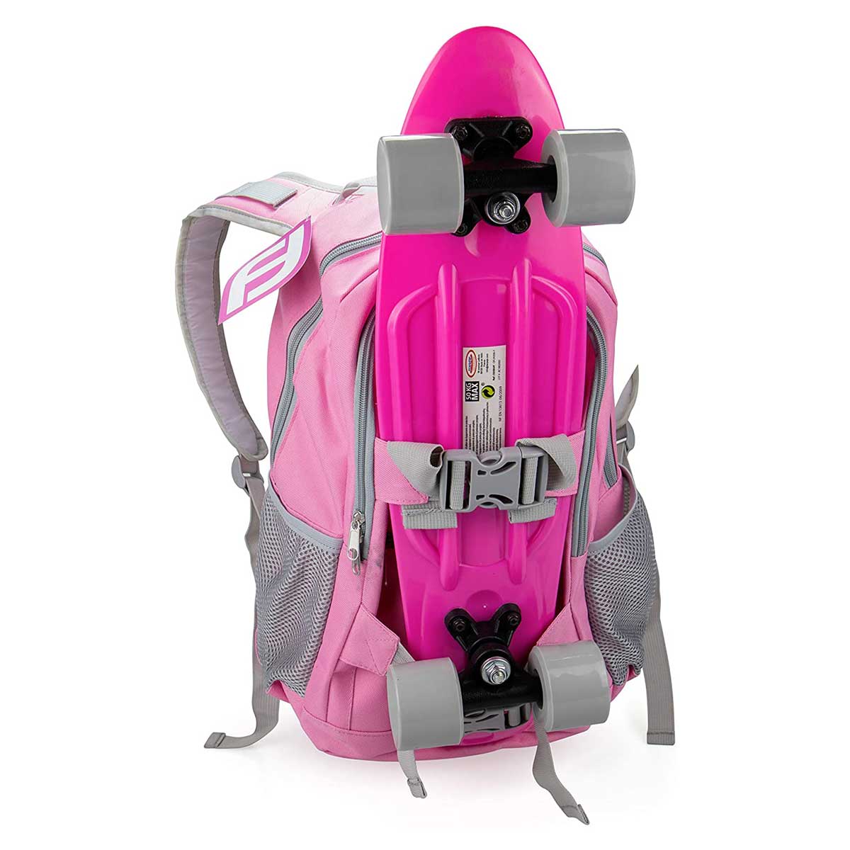 Комплект Раница + Каска + Скейтборд Funbeе Розов/ Сив --- BebeMama