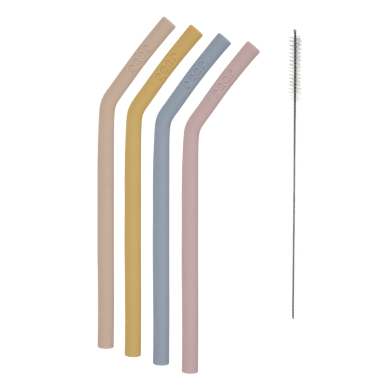 Комплект Силиконови Сламки + Четка Reer, 4 Броя - Четки За Зъбки - Reer - BebeMama