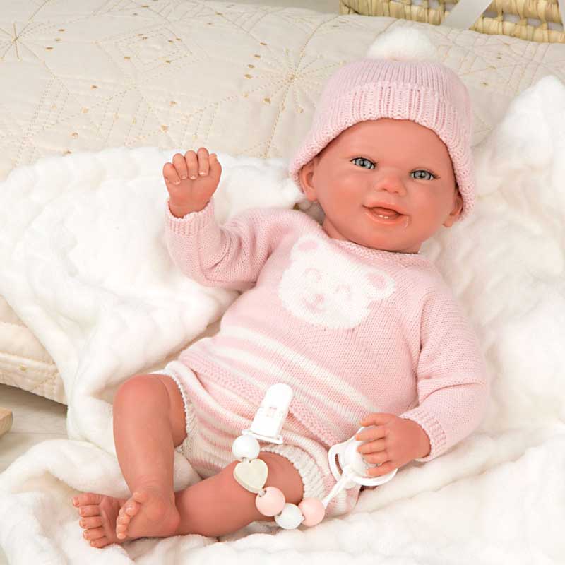 Кукла-Бебе Адриана С Розов Плетен Костюм И Аксесоари - 40 См --- BebeMama