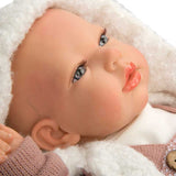 Кукла-Бебе Жада С Вълнен Розов Костюм И Пелена, Реално Тегло - 40 См