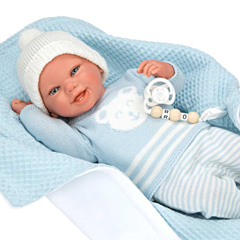 Кукла-Бебе Паоло Със Синьо Одеяло И Аксесоари - 40 См --- BebeMama