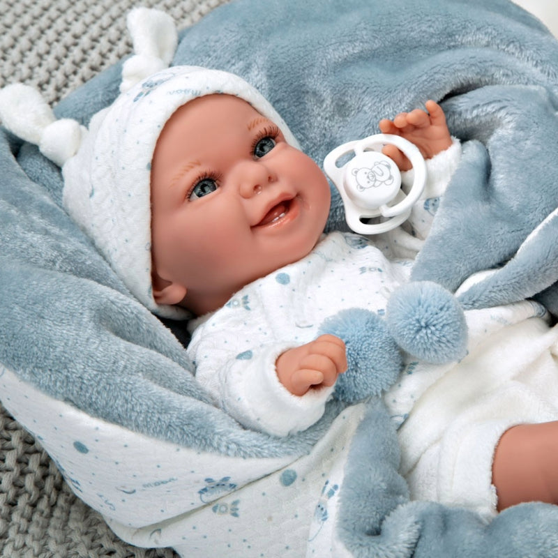 Кукла Бебе Babyto Elegance Със Синьо Одеялце, Реално Тегло 35 См Arias