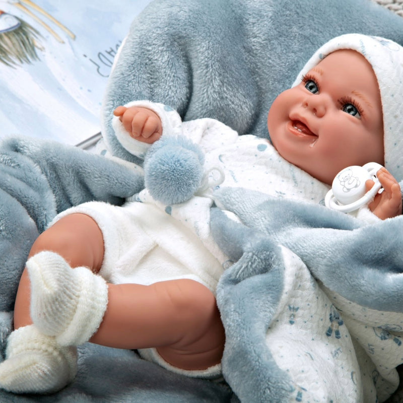 Кукла Бебе Babyto Elegance Със Синьо Одеялце, Реално Тегло 35 См Arias