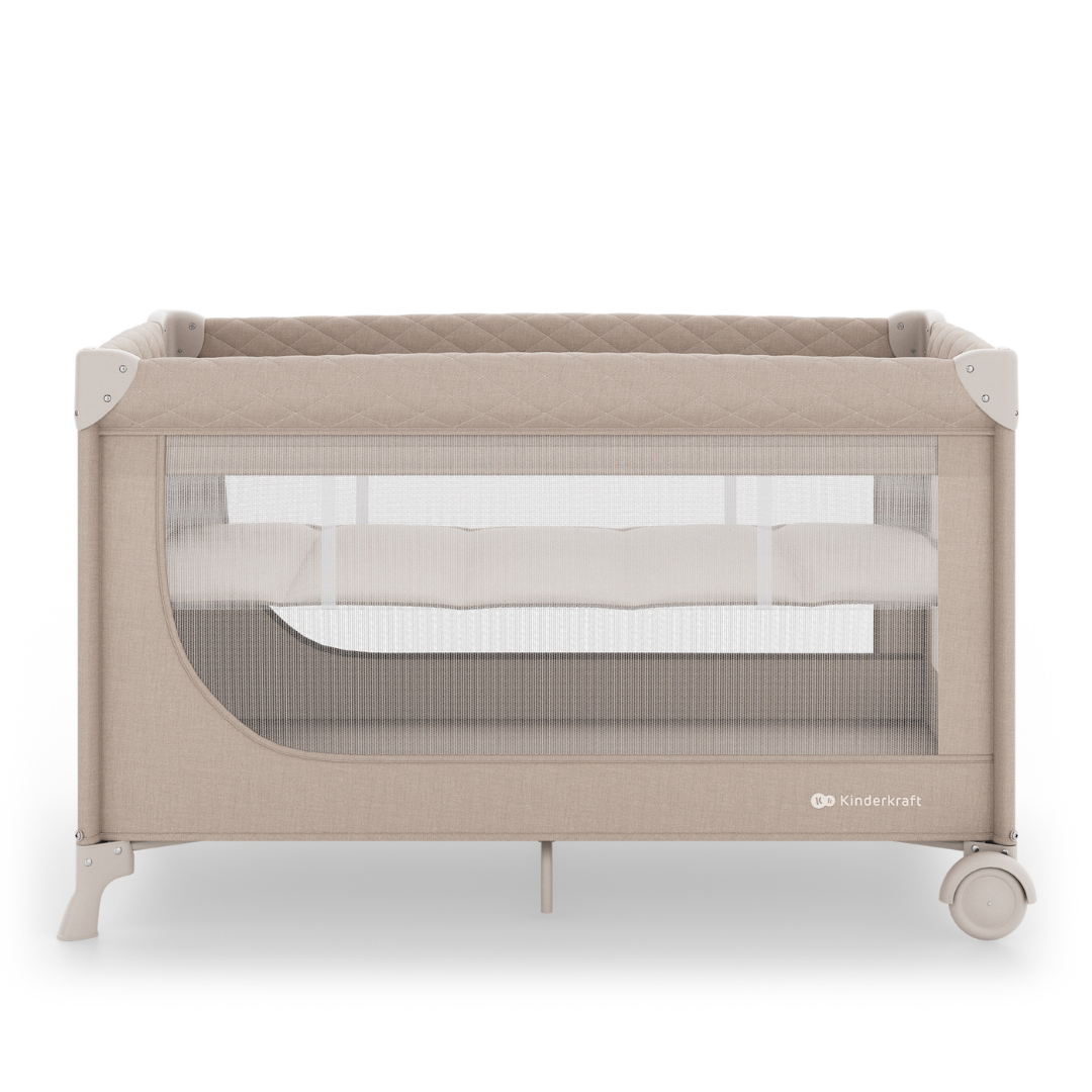 Leody Up Сгъваема Бебешка Кошара С Аксесоари Beige Kinderkraft