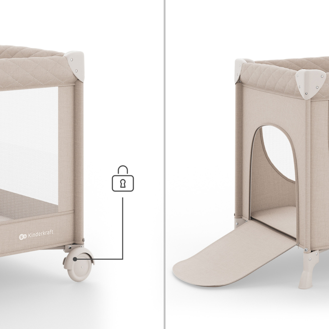 Leody Up Сгъваема Бебешка Кошара Beige Kinderkraft