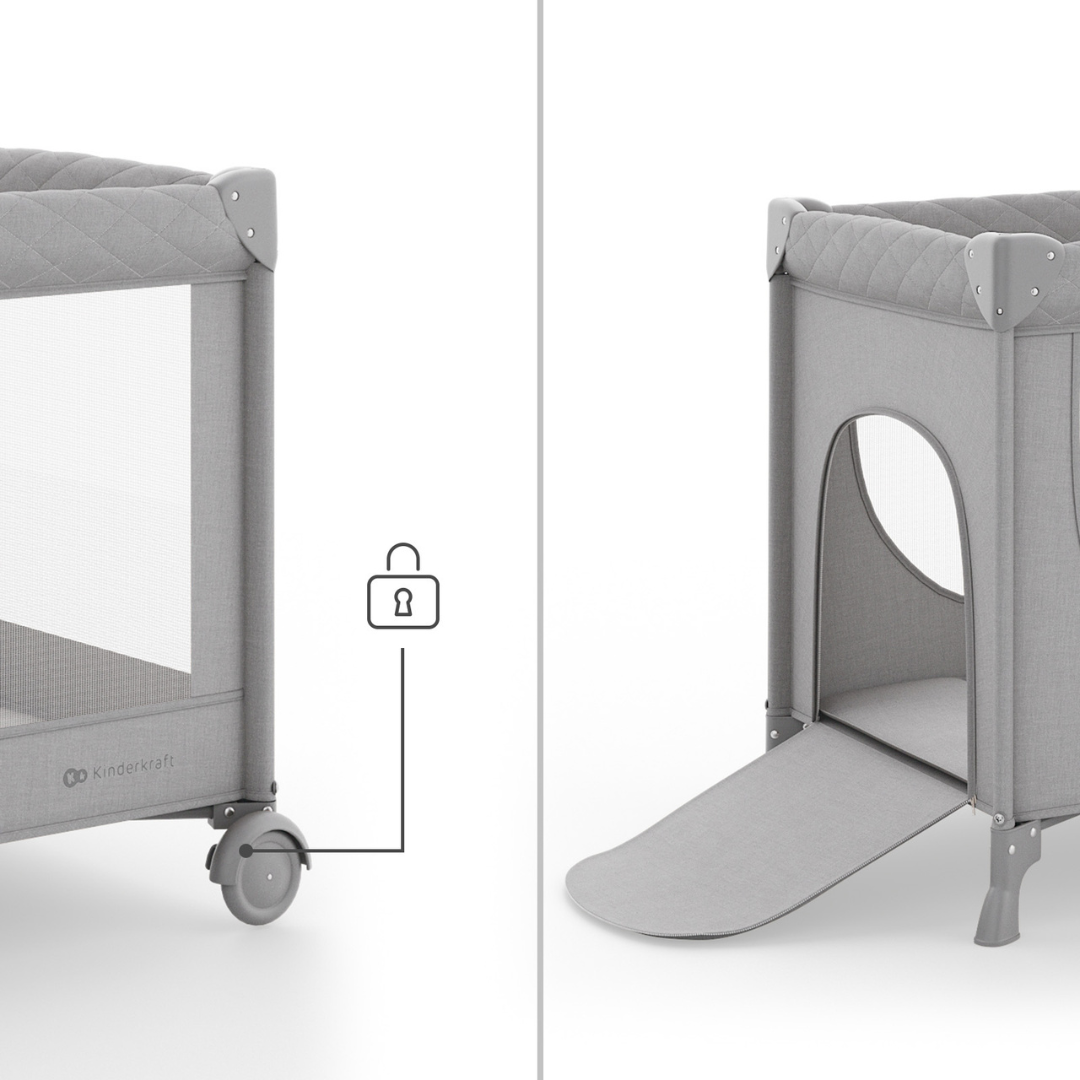 Leody Up Сгъваема Бебешка Кошара Grey Kinderkraft