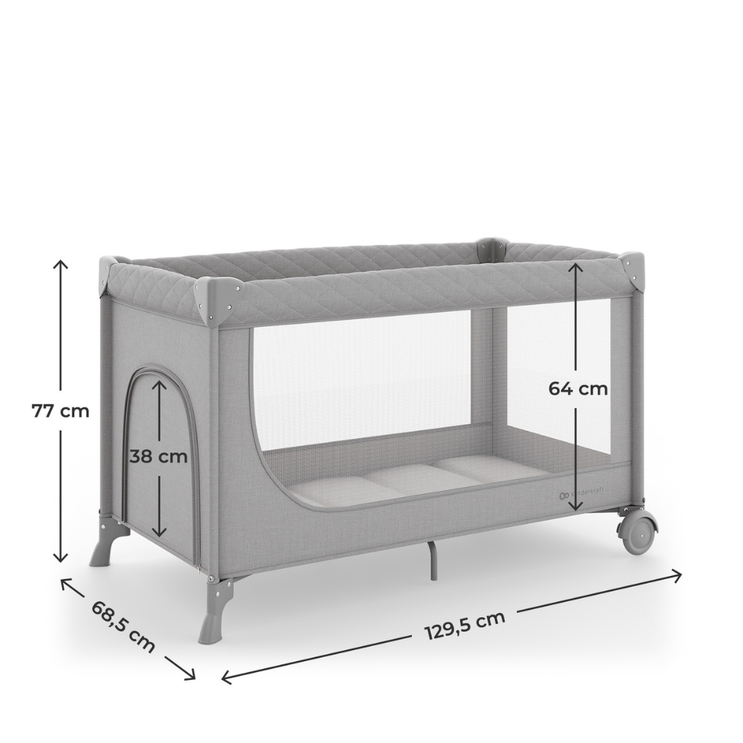 Leody Up Сгъваема Бебешка Кошара Grey Kinderkraft