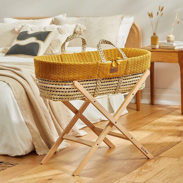 Кошница За Спане Moses Basket Матрак И Поставка Bundle Honey The Little Green Sheep