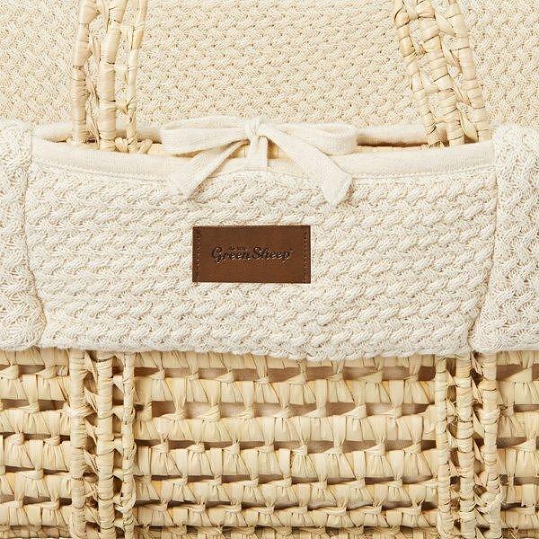 Плетена Кошница Wheat Knit Moses Basket & Mattress Linen The Little Green Sheep