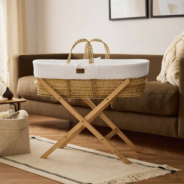 Плетена Кошница Wheat Knit Moses Basket & Mattress White The Little Green Sheep