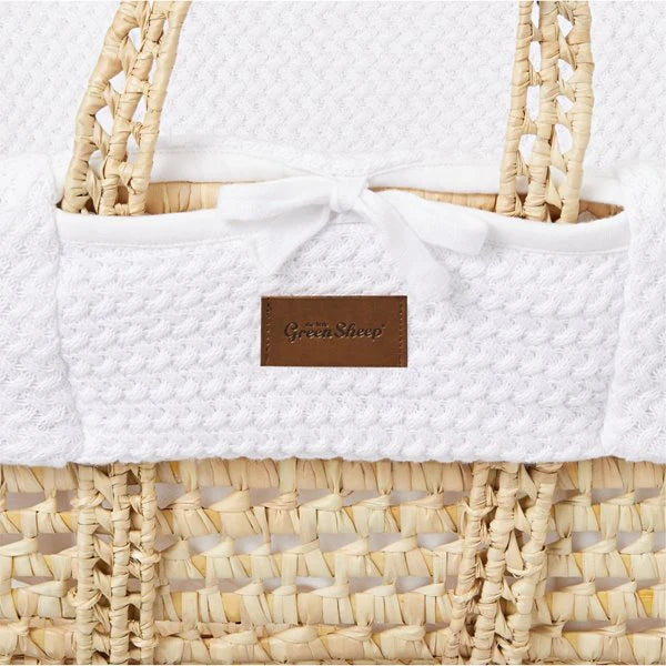 Плетена Кошница Wheat Knit Moses Basket & Mattress White The Little Green Sheep