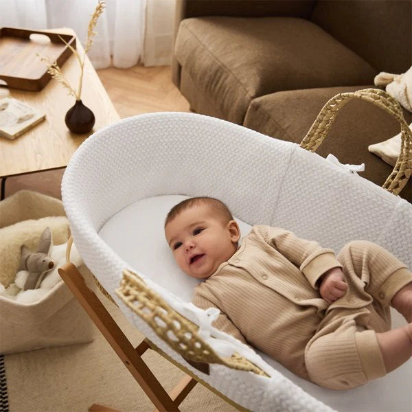 Плетена Кошница Wheat Knit Moses Basket & Mattress White The Little Green Sheep