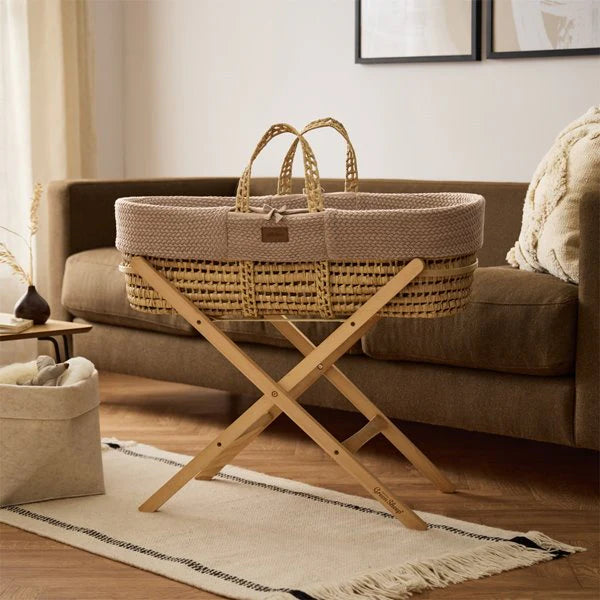 Fonott kosár Wheat Knit Moses Basket és matrac Truffle The Little Green Sheep