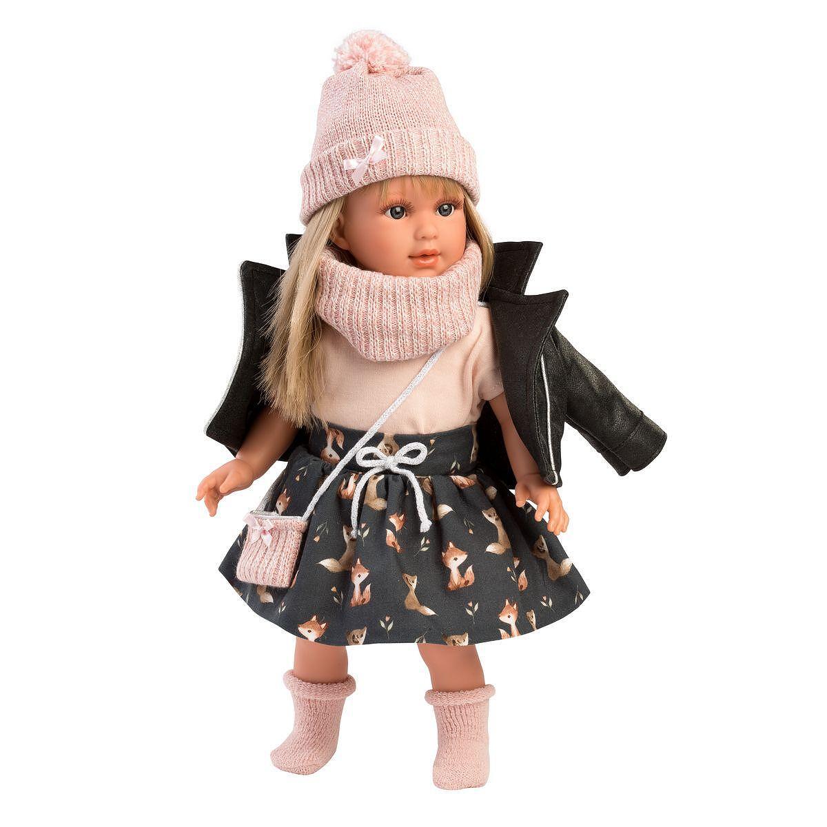 Llorens Carla gyönyörű babája téli ruhákban, 35 cm