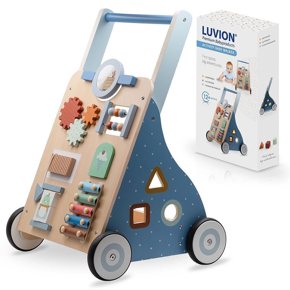 Дървена Бебешка Проходилка Baby Walker Blue Luvion