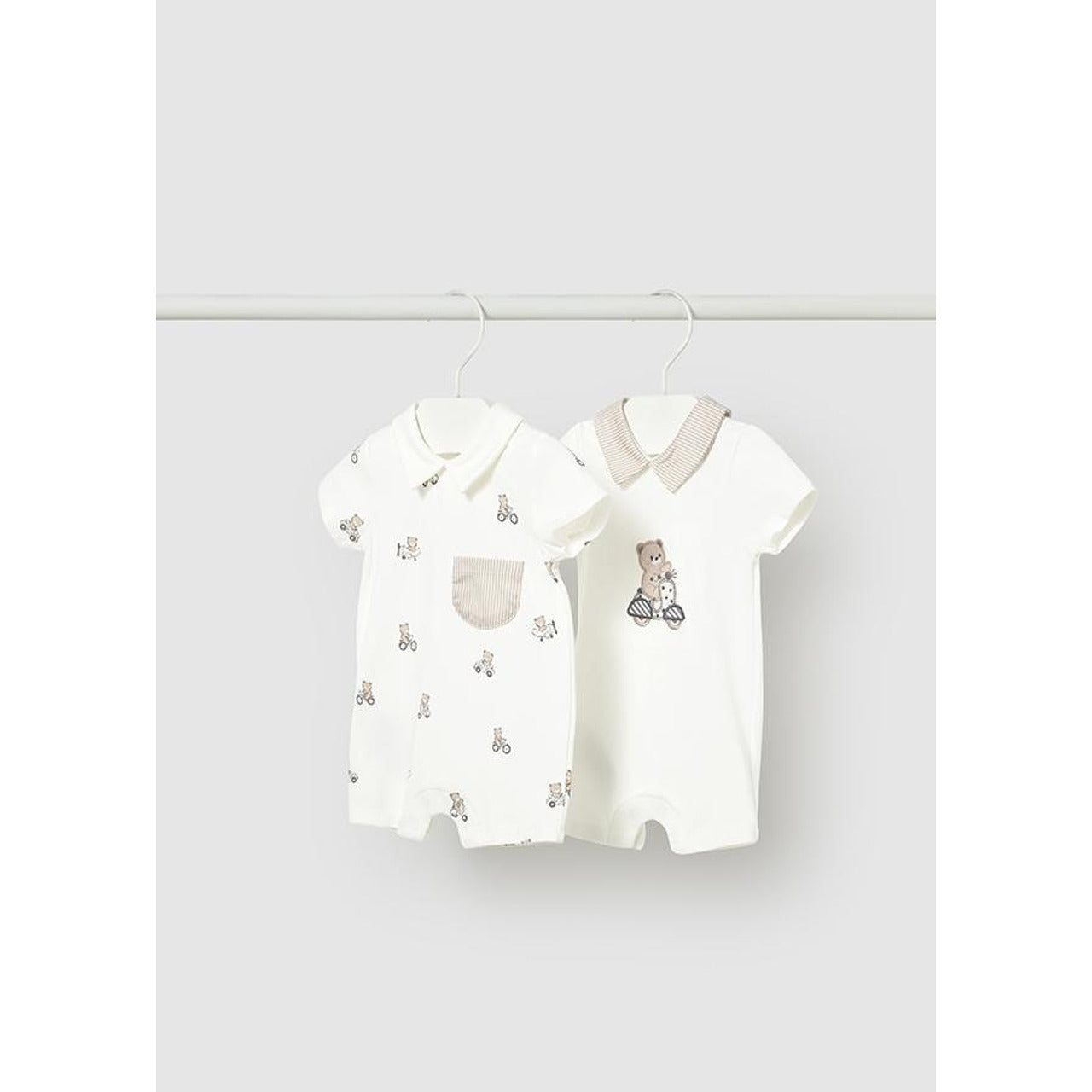 Бебешки Комплект 2 Гащеризона Къси С Яка Мръснобял 26 01715 092 Mayoral