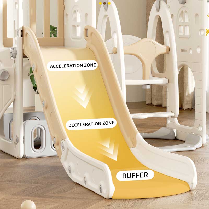 Мини Детска Крепост За Игра С Пързалка, Кафява Feelkids