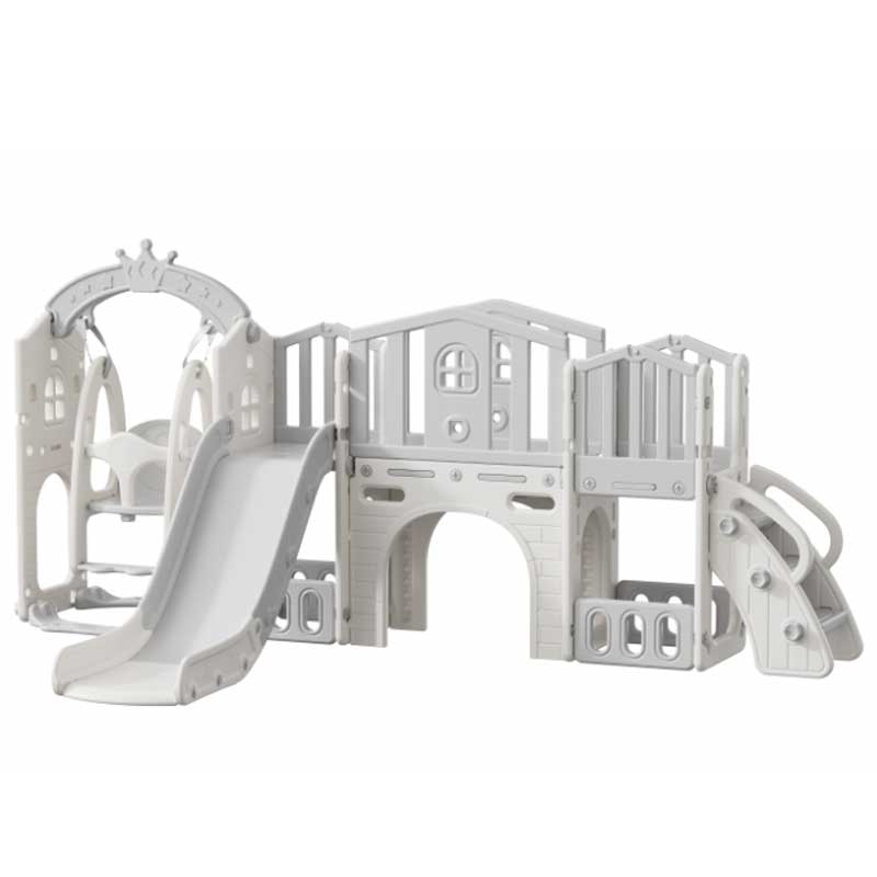 Мини Детска Крепост За Игра С Пързалка, Сива Feelkids