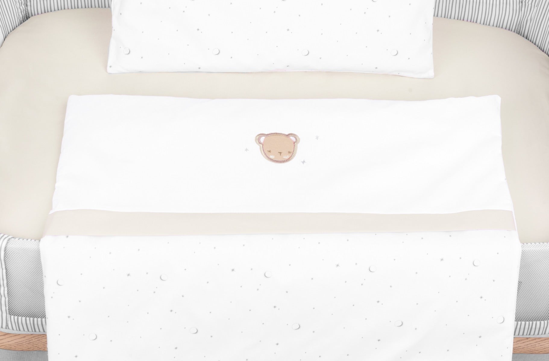 aplicații colorate Set de lenjerie de pat pentru bebeluși Mini-Crib 5C Dream Big Bej