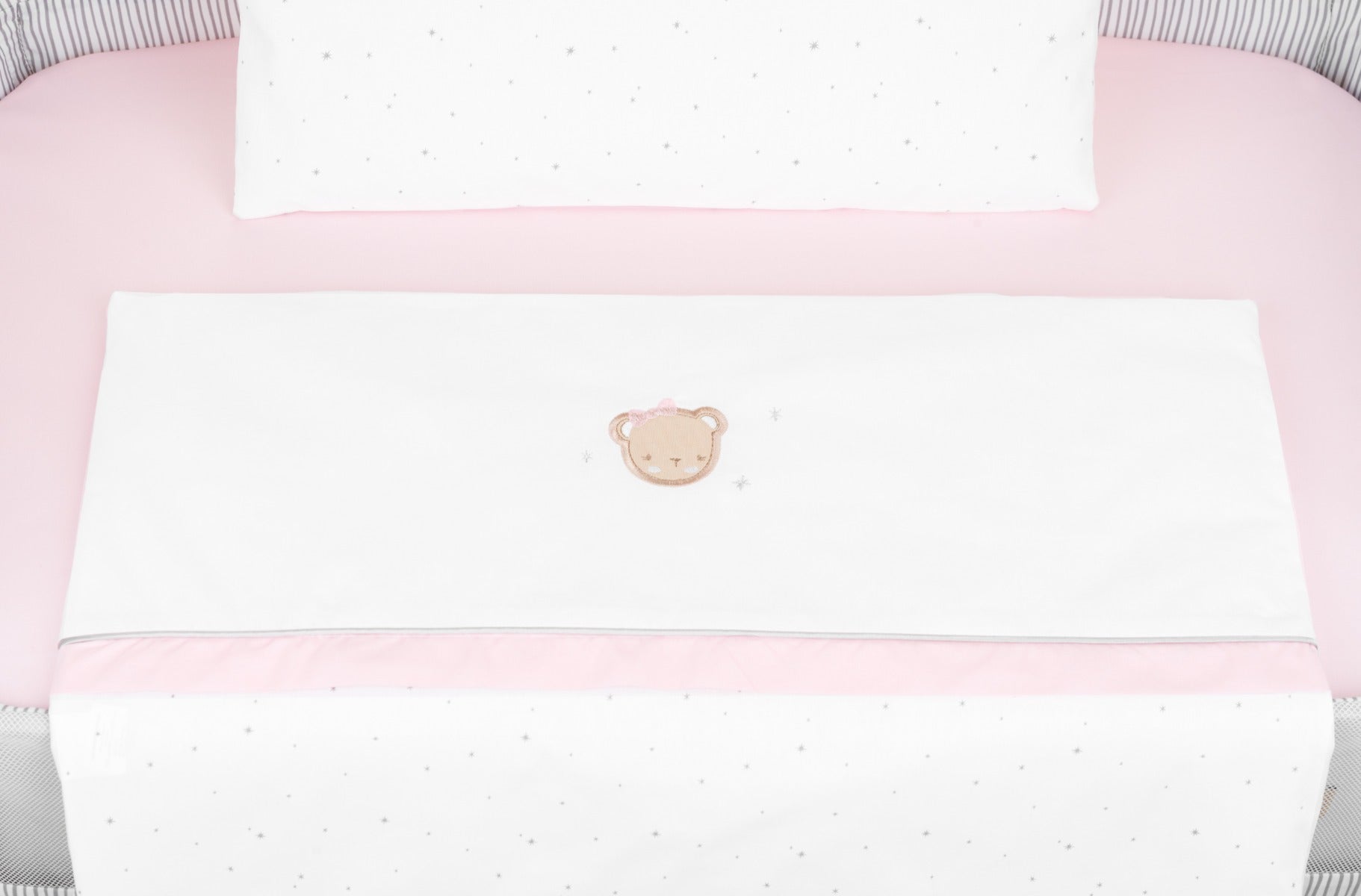 Set de lenjerie de pat pentru bebeluși cu imprimeu și culoare jucăușă, pentru pătuț mini, 3D, Dream Big Pink