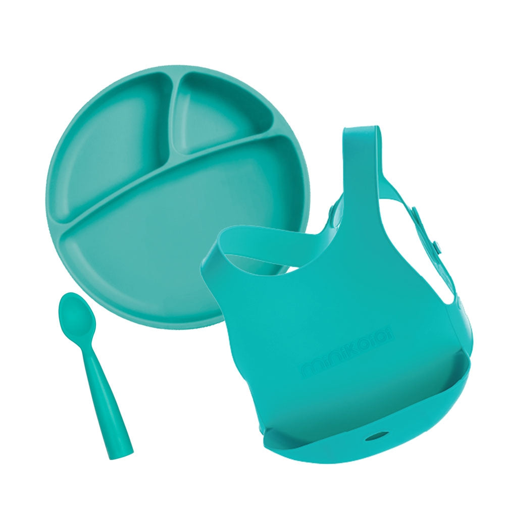 Minikoioi Feeding Set Комплект За Хранене - 100% Силикон - 6 М+, Green