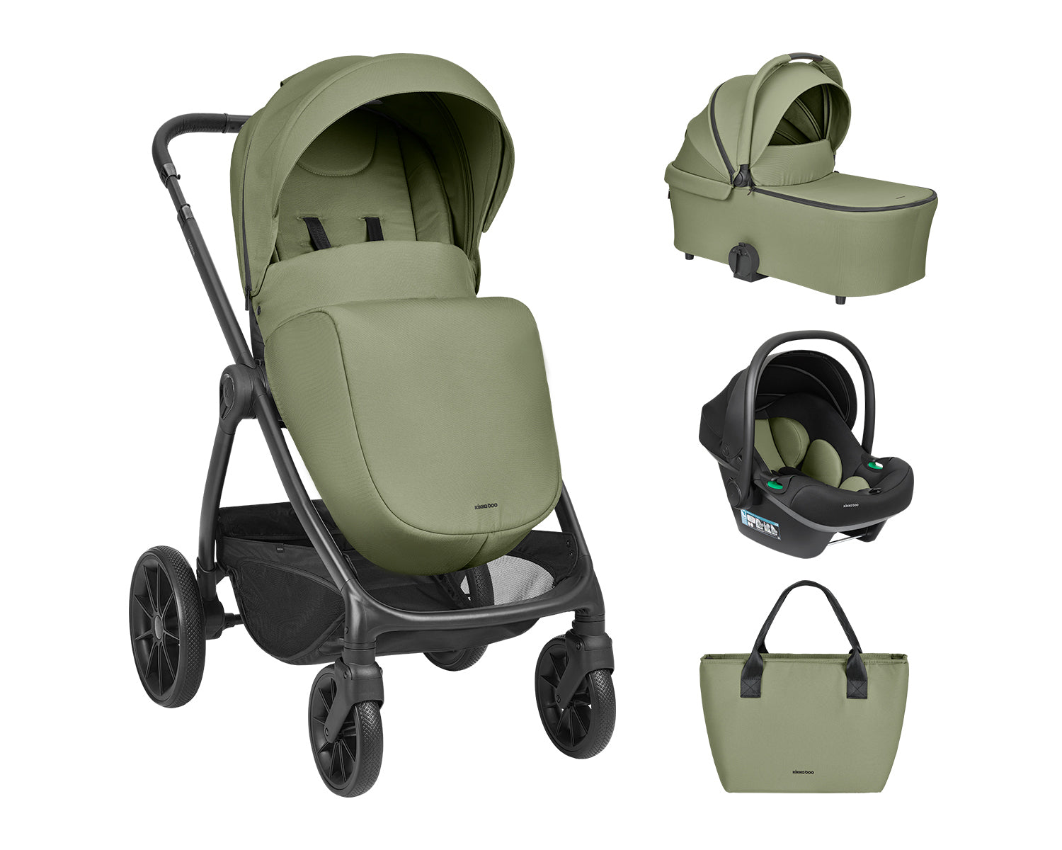 Комбинирана Количка 3в1 С Кош За Новородено Modena Army Green 2027 Kikkaboo