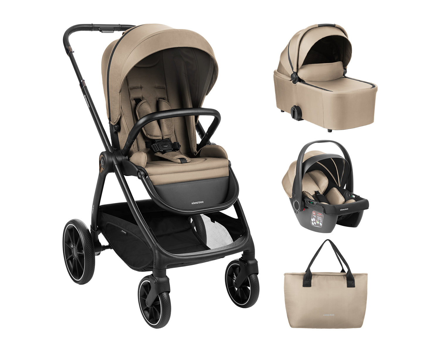 Комбинирана Количка 3В1 С Кош За Новородено Modena Beige