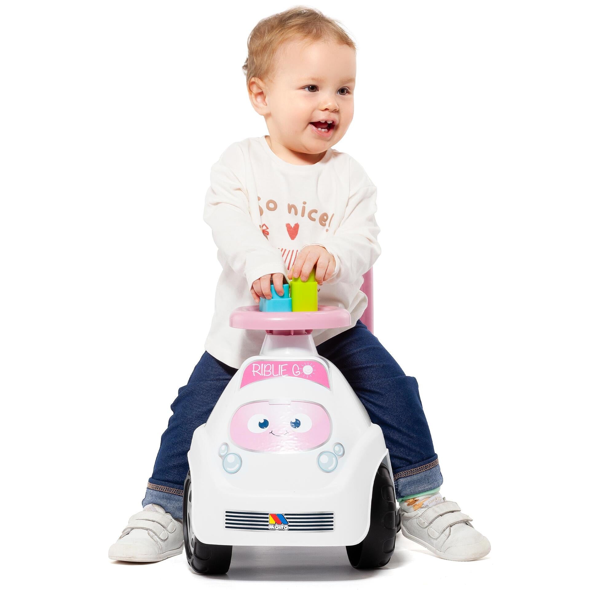 Кола За Яздене Blue Ride On White Blocks Розов Molto