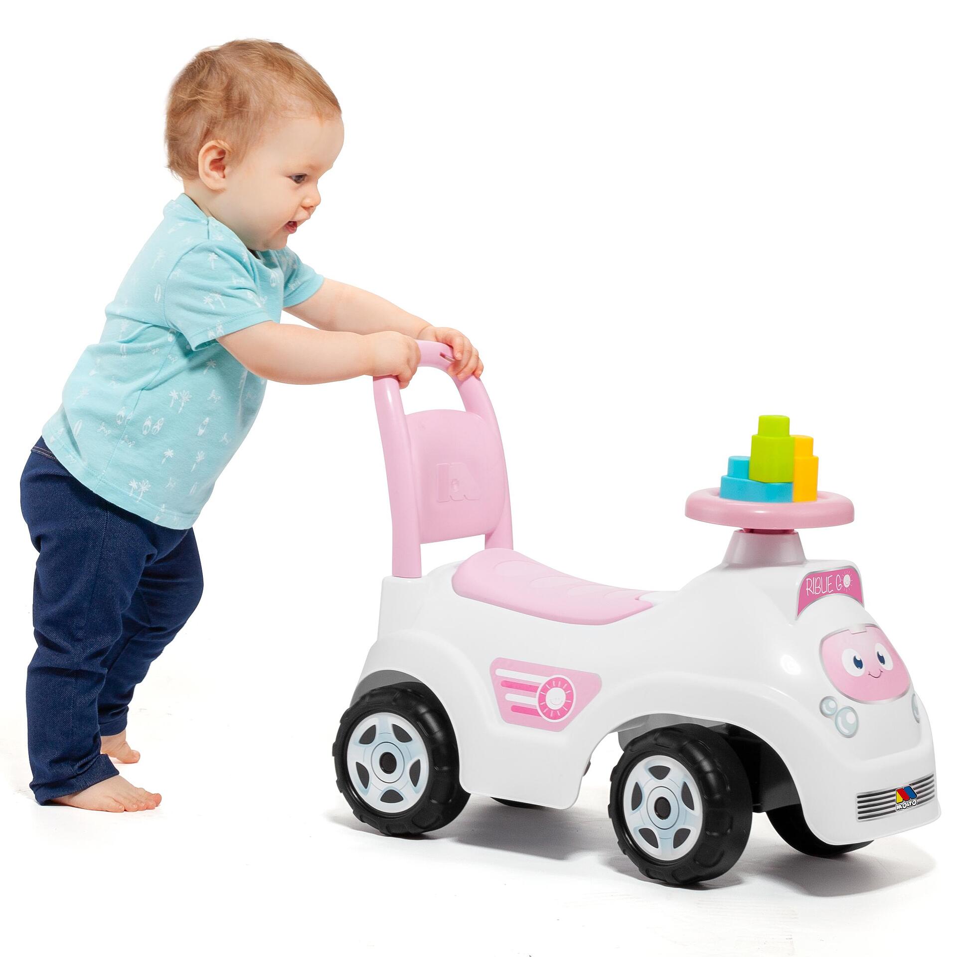 Кола За Яздене Blue Ride On White Blocks Розов Molto