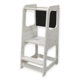 Turnul Montessori Ginger Home, scaun educațional cu tablă și înălțime reglabilă, alb, pentru copii între 1 și 4 ani