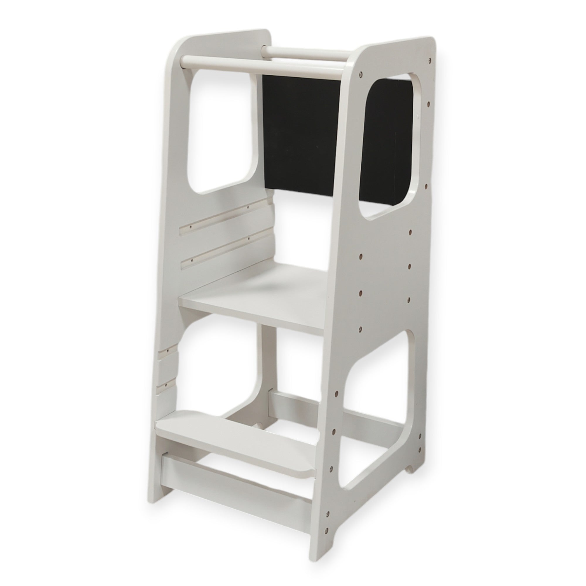 Turnul Montessori Ginger Home, scaun educațional cu tablă și înălțime reglabilă, alb, pentru copii între 1 și 4 ani