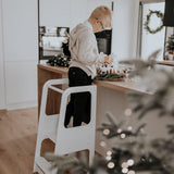 Turnul Montessori Ginger Home, scaun educațional cu tablă și înălțime reglabilă, alb, pentru copii între 1 și 4 ani