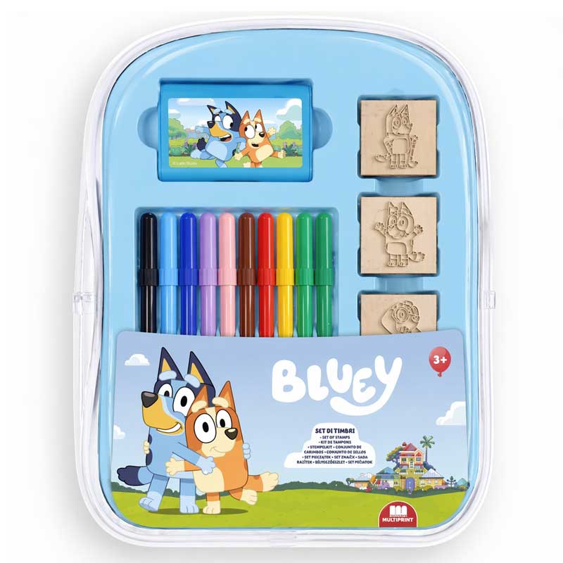 Творческа Раница Bluey С 10 Миещи Се Флумастера, 4 Печата И 30 Стикера Multiprint