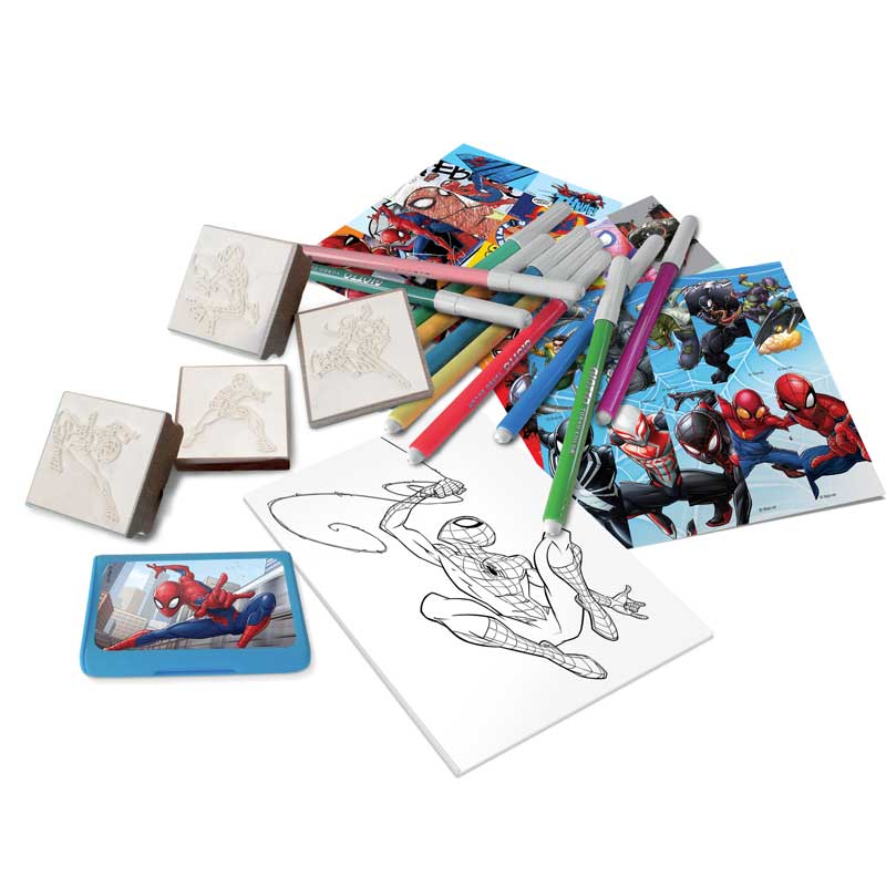 Творческа Раница Spiderman С 10 Миещи Се Флумастера, 4 Печата И 30 Стикера Multiprint