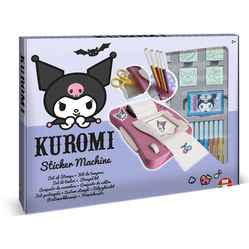 Комплект За Създаване На Стикери Kuromi С 12 Флумастери, 50 Стикери, 7 Печата И Книжка За Оцветяване Multiprint