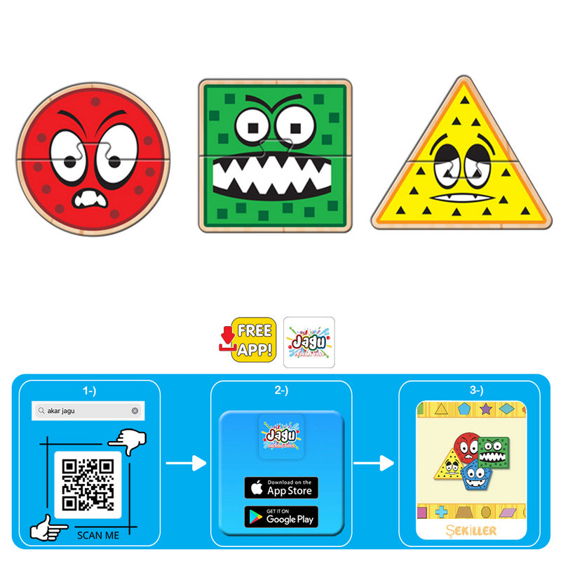 Говорещи И Разказващи На Български Пъзели Забавни Геометрични Форми За Най Малките С Размери 9Х8 Общо 30 Ел. 15 Модела По 2 Ел. С Добавена Реалност 20Х17Х4 На 16 Езика От Еva Пяна