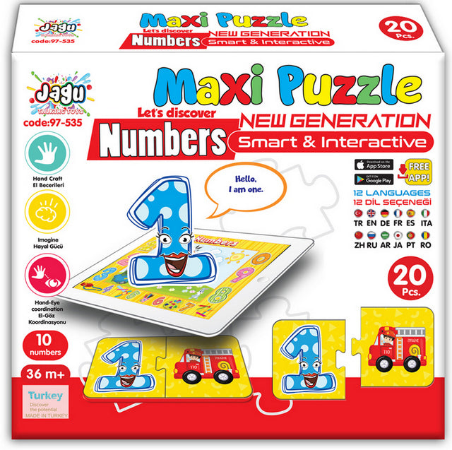 Говорещи И Разказващи На Български Пъзели Забавните Числа За Най Малките С Размери 15Х9 Общо 20 Ел. 10 Числа По 2 Ел. С Добавена Реалност 20Х17Х4 На 16 Езика От Еva Пяна