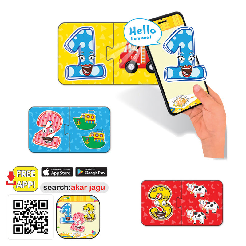 Говорещи И Разказващи На Български Пъзели Забавните Числа За Най Малките С Размери 15Х9 Общо 20 Ел. 10 Числа По 2 Ел. С Добавена Реалност 20Х17Х4 На 16 Езика От Еva Пяна