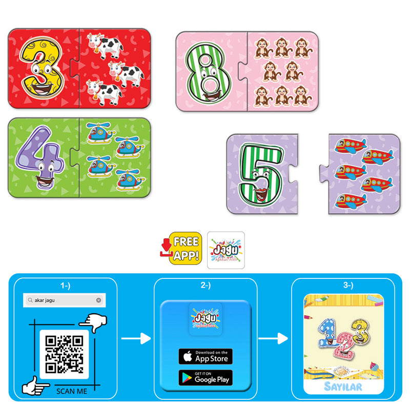 Говорещи И Разказващи На Български Пъзели Забавните Числа За Най Малките С Размери 15Х9 Общо 20 Ел. 10 Числа По 2 Ел. С Добавена Реалност 20Х17Х4 На 16 Езика От Еva Пяна