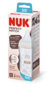 Nuk Perfect Match Стъклено Шише 230Мл. Със Силиконов Биберон За Хранене M, 3+Мес. Дъга
