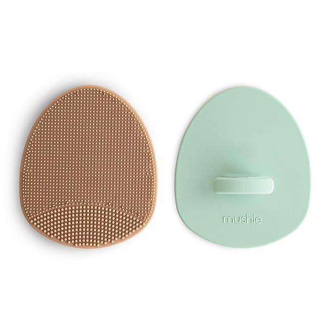 Бебешка Силиконова Четка За Баня 2 Бр. Cradle Cap Brush Natural Cambridge Blue Mushie